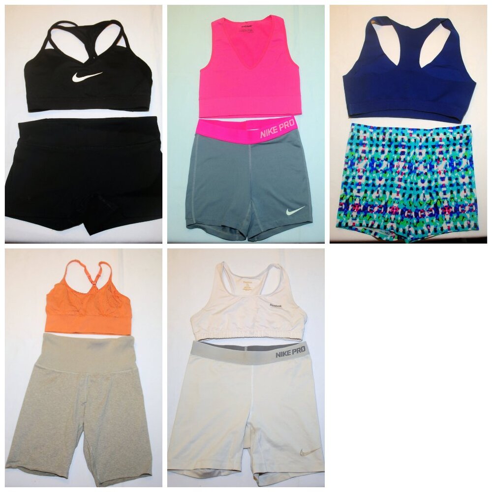 Womens/Jr Girls Gym/Workout/PE Short & Top Lot of 10 Size XS/S Nike Pro Reebok
